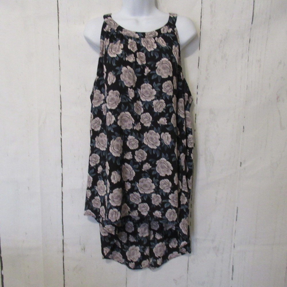 Torrid Top 2 2X Black Floral Tank Goth Whimsigoth Boho Peasant Plus Size